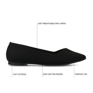 MINNAH BALLET FLATS IN KNIT FABRIC - Black Knit