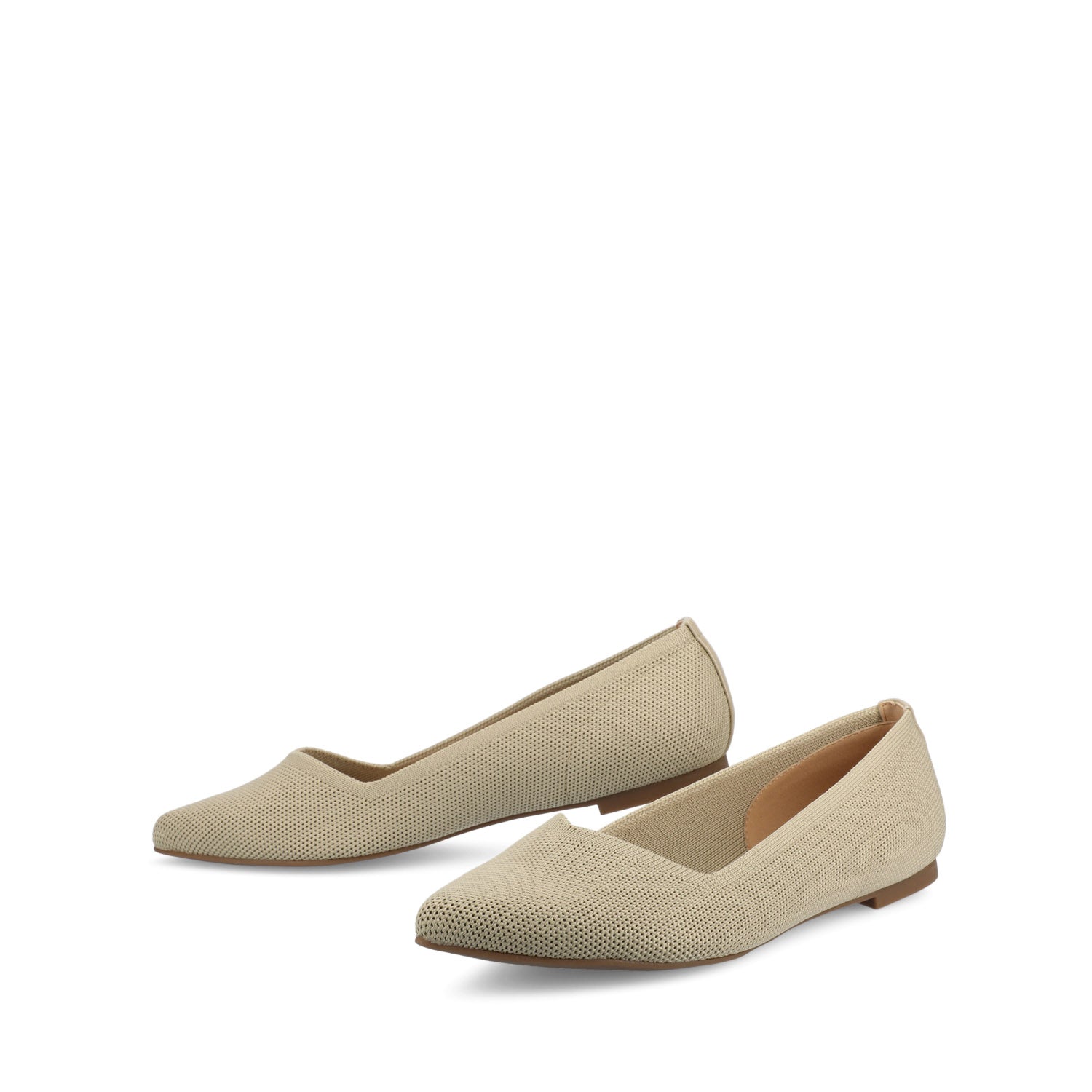 MINNAH BALLET FLATS IN KNIT FABRIC - Taupe Knit