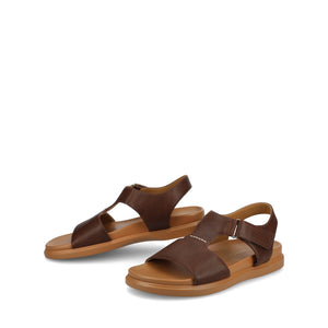 MIRA T-STRAP SANDALS - Brown