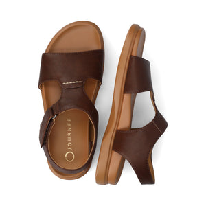 MIRA T-STRAP SANDALS - Brown