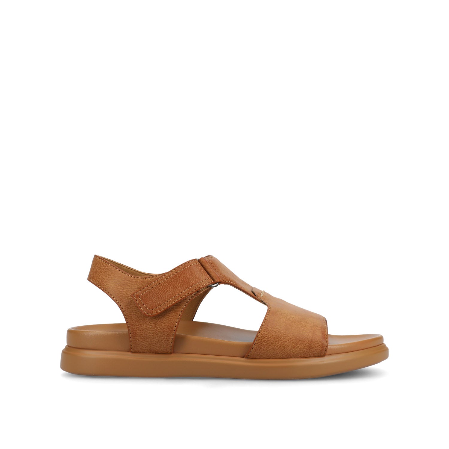 MIRA T-STRAP SANDALS - Cognac