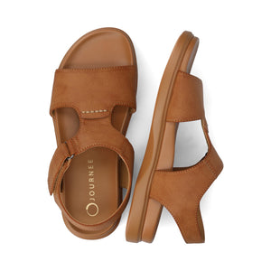 MIRA T-STRAP SANDALS - Cognac