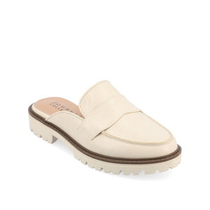 MIYCAH MULED LOAFER FLATS IN FAUX SUEDE - Beige