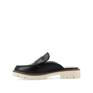 MIYCAH MULED LOAFER FLATS IN FAUX SUEDE - Black