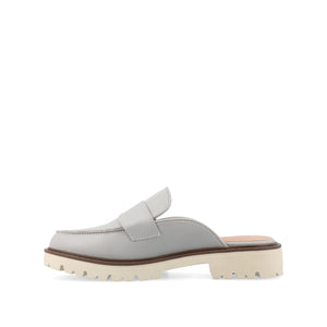 MIYCAH MULED LOAFER FLATS IN FAUX SUEDE - Grey