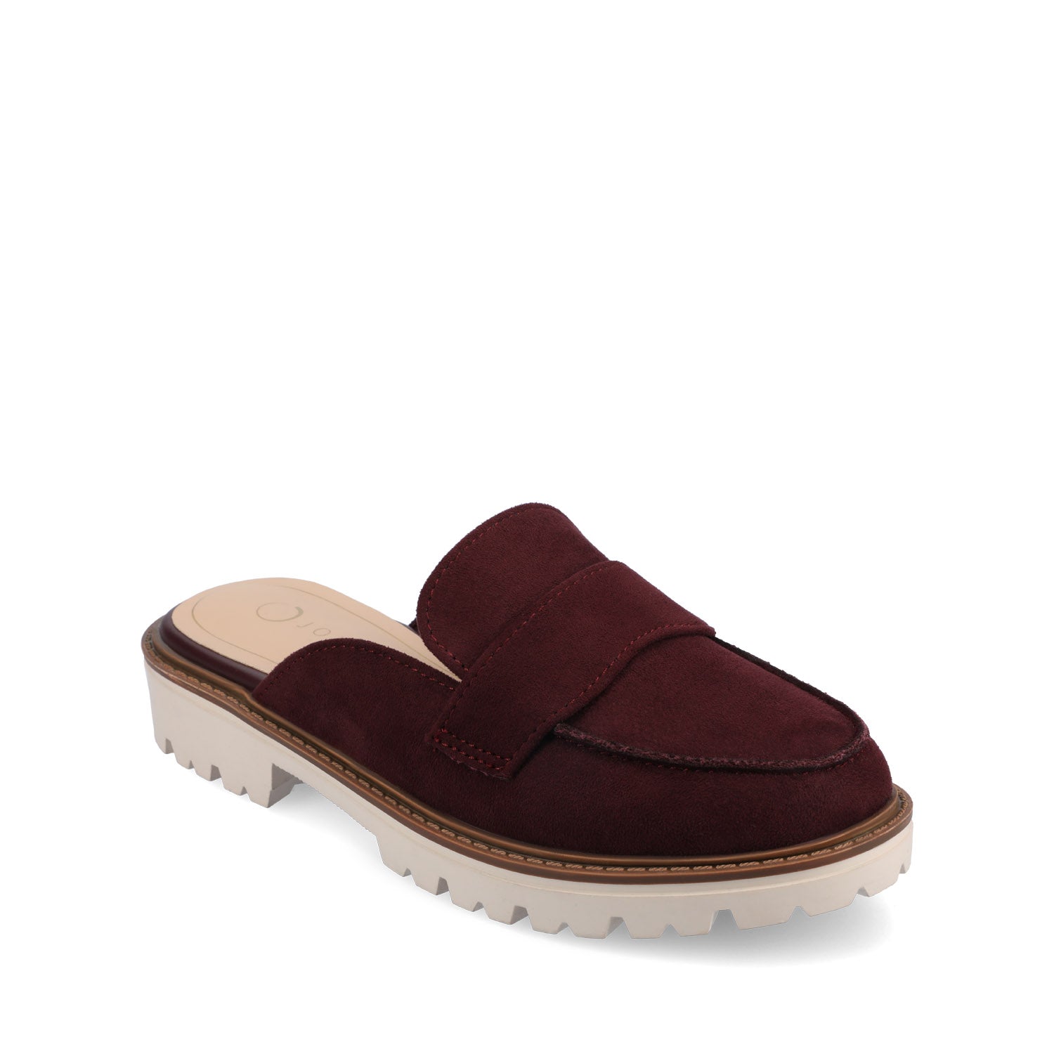 MIYCAH MULED LOAFER FLATS IN FAUX SUEDE - Oxblood Nubuck