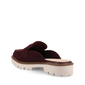 MIYCAH MULED LOAFER FLATS IN FAUX SUEDE - Oxblood Nubuck