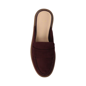 MIYCAH MULED LOAFER FLATS IN FAUX SUEDE - Oxblood Nubuck
