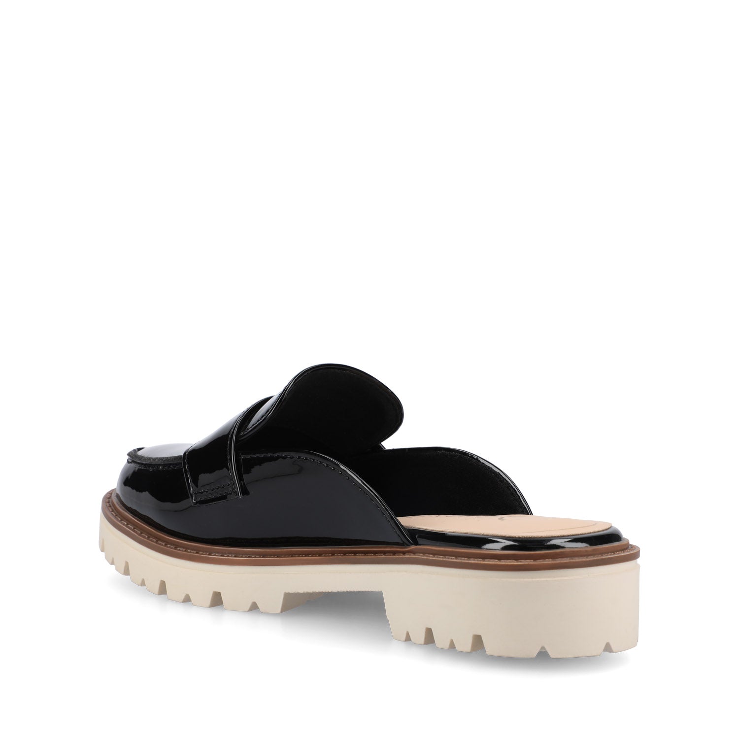 MIYCAH MULED LOAFER FLATS IN FAUX SUEDE - Black Patent