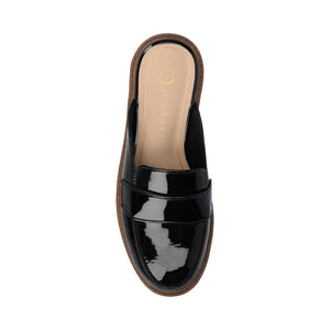 MIYCAH MULED LOAFER FLATS IN FAUX SUEDE - Black Patent