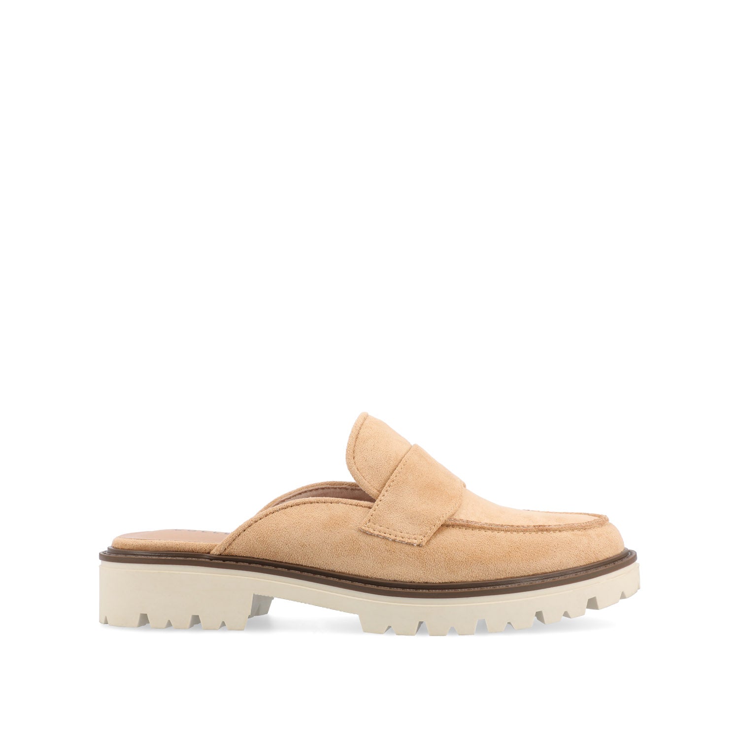 MIYCAH MULED LOAFER FLATS IN FAUX SUEDE - Tan