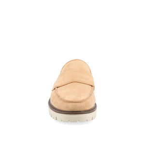 MIYCAH MULED LOAFER FLATS IN FAUX SUEDE - Tan