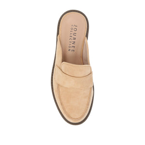 MIYCAH MULED LOAFER FLATS IN FAUX SUEDE - Tan