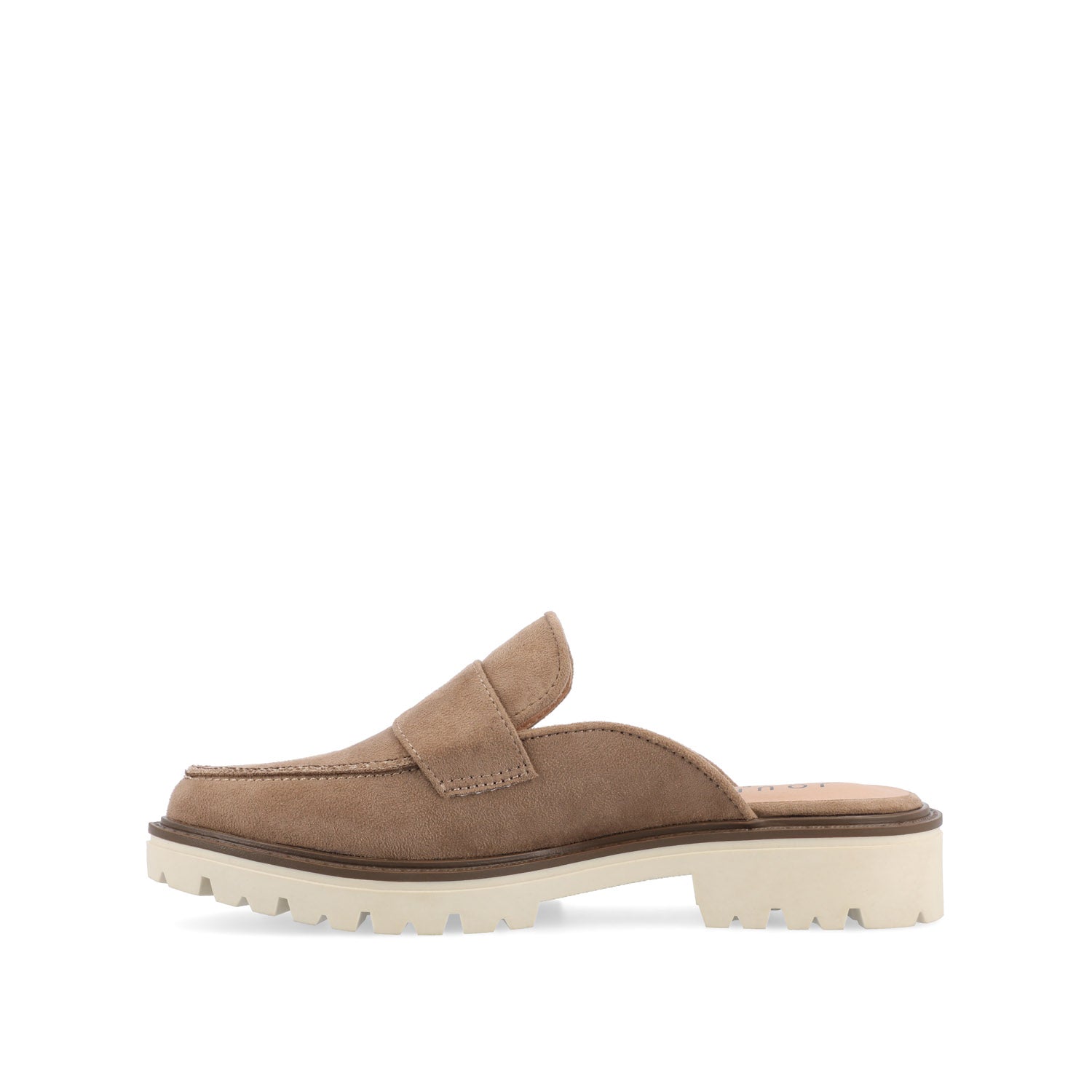 MIYCAH MULED LOAFER FLATS IN FAUX SUEDE - Taupe
