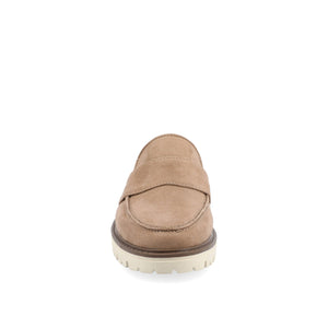 MIYCAH MULED LOAFER FLATS IN FAUX SUEDE - Taupe