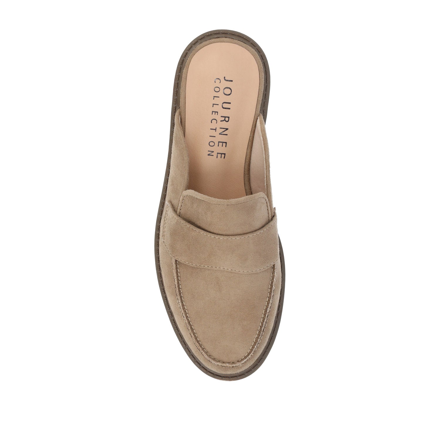 MIYCAH MULED LOAFER FLATS IN FAUX SUEDE - Taupe