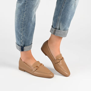 MIZZA LOAFER FLATS IN VEGAN LEATHER - Mocha PU