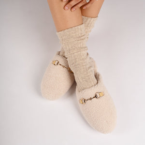 MONNROE SLIPPERS IN FAUX SHEARLING - Cream Fleece