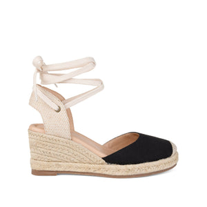 MONTE ESPADRILLE WEDGE SANDALS IN CANVAS - Black Fabric