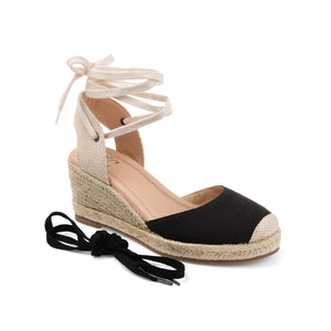 MONTE ESPADRILLE WEDGE SANDALS IN CANVAS - Black Fabric
