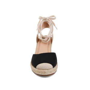MONTE ESPADRILLE WEDGE SANDALS IN CANVAS - Black Fabric
