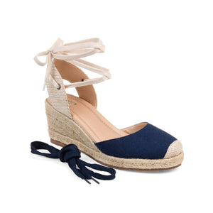 MONTE ESPADRILLE WEDGE SANDALS IN CANVAS - Navy Blue Fabric