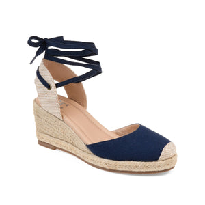 MONTE ESPADRILLE WEDGE SANDALS IN CANVAS - Navy Blue Fabric