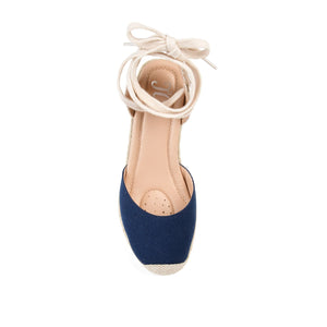 MONTE ESPADRILLE WEDGE SANDALS IN CANVAS - Navy Blue Fabric