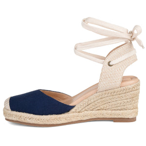 MONTE ESPADRILLE WEDGE SANDALS IN WIDE - Navy Blue Fabric