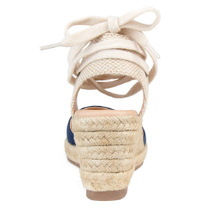MONTE ESPADRILLE WEDGE SANDALS IN WIDE - Navy Blue Fabric