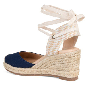 MONTE ESPADRILLE WEDGE SANDALS IN WIDE - Navy Blue Fabric