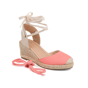 MONTE ESPADRILLE WEDGE SANDALS IN CANVAS - Coral Fabric