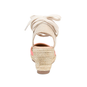 MONTE ESPADRILLE WEDGE SANDALS IN CANVAS - Coral Fabric