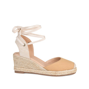MONTE ESPADRILLE WEDGE SANDALS IN CANVAS - Tan Fabric