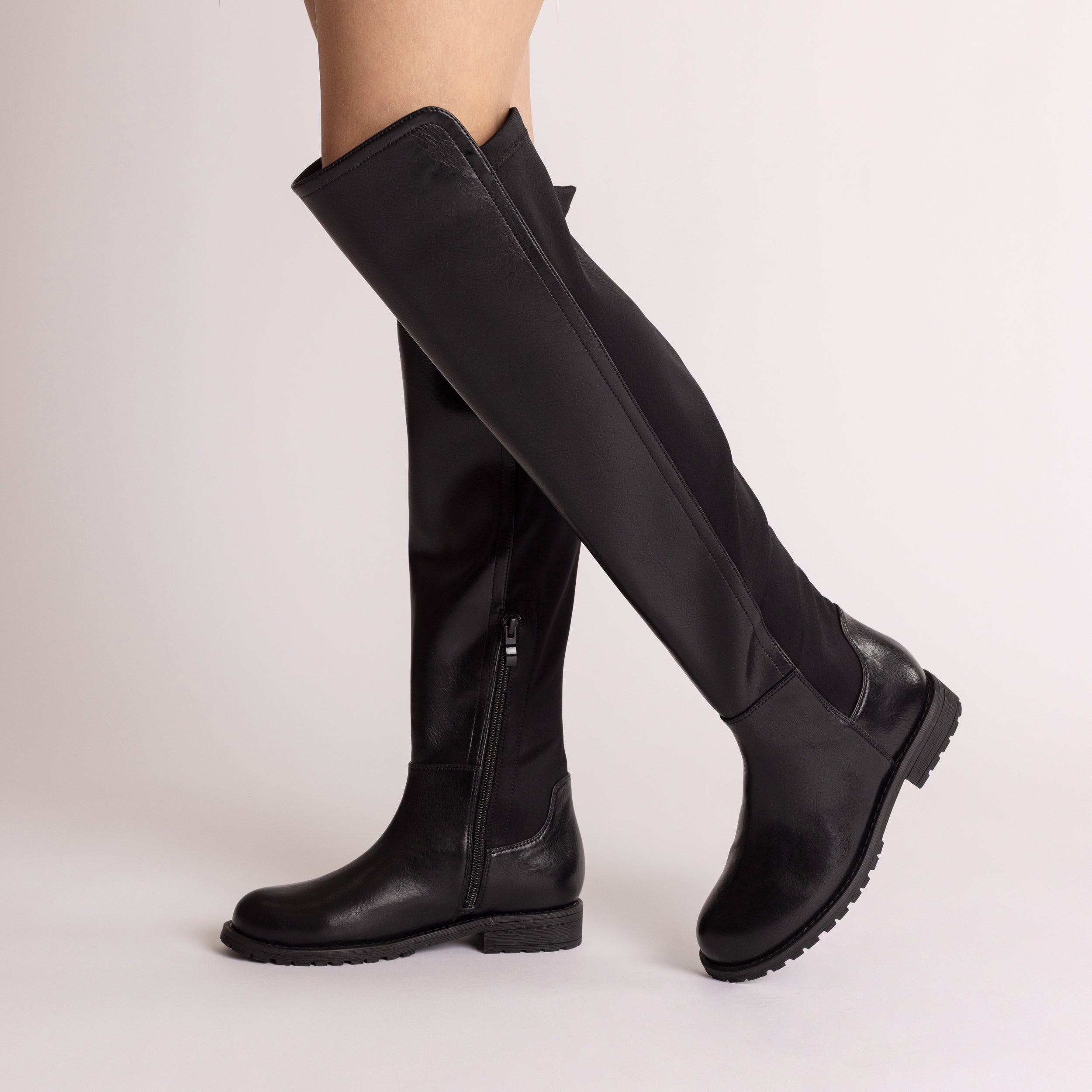 MORRIGAN STRETCH OVER-THE-KNEE BOOTS-Black