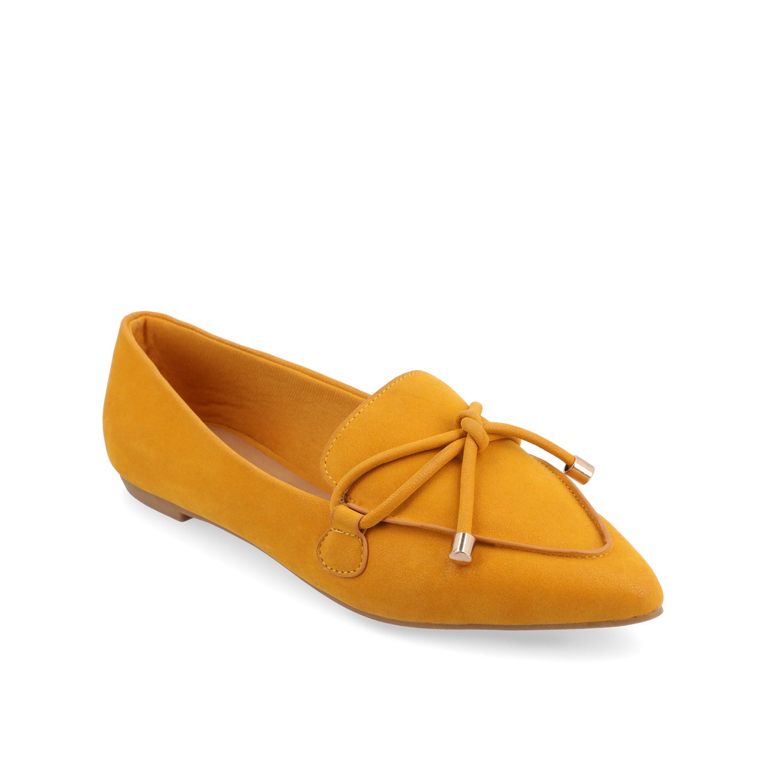 MURIEL LOAFER FLATS IN FAUX SUEDE - Mustard1 Faux