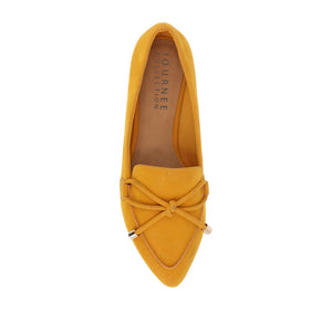 MURIEL LOAFER FLATS IN FAUX SUEDE - Mustard1 Faux