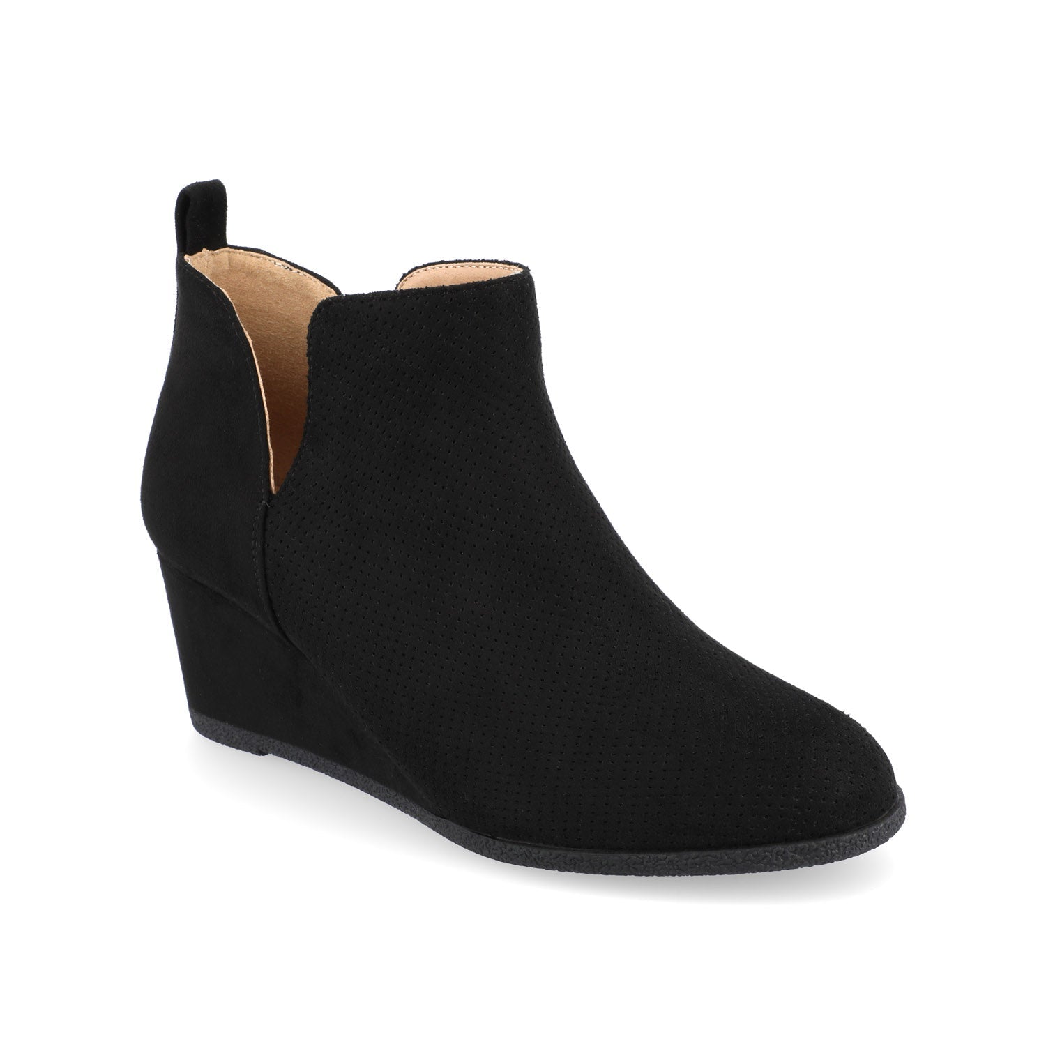 MYLEE WEDGE HEELED BOOTIES IN FAUX SUEDE - Black