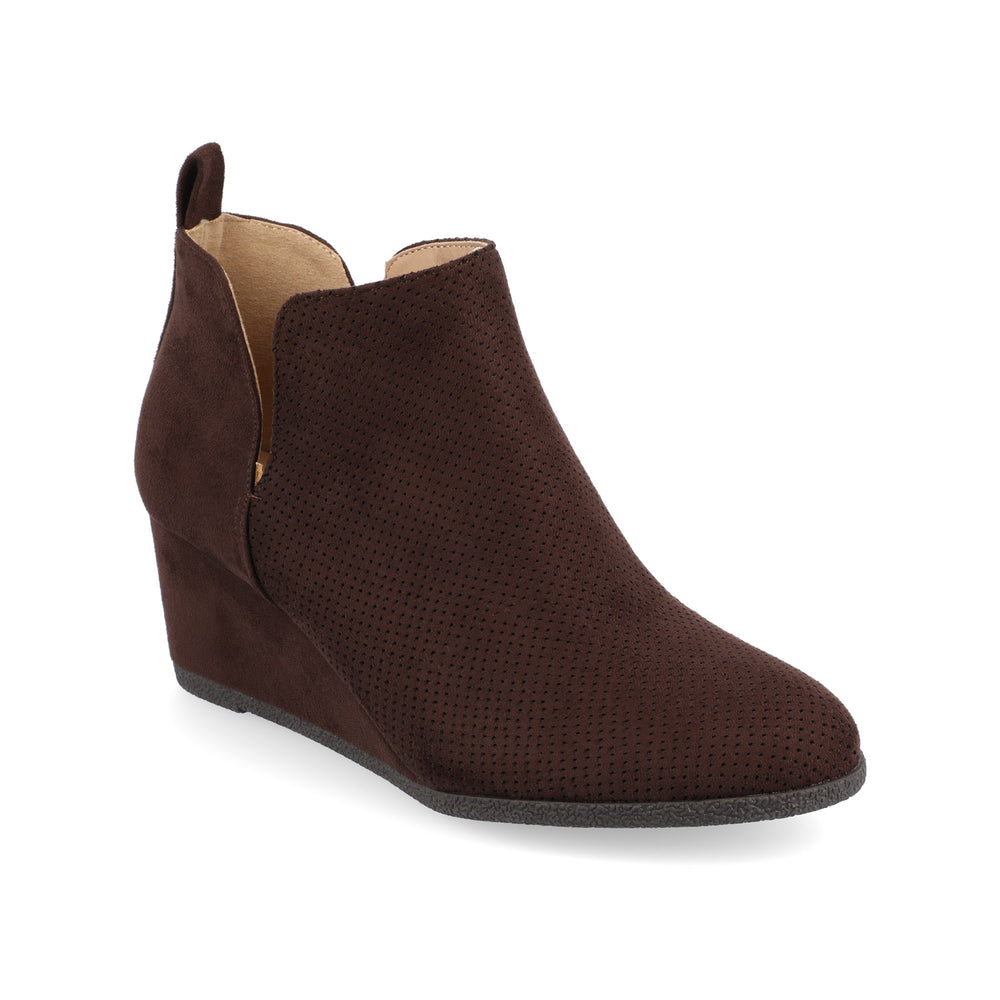 MYLEE WEDGE HEELED BOOTIES IN FAUX SUEDE