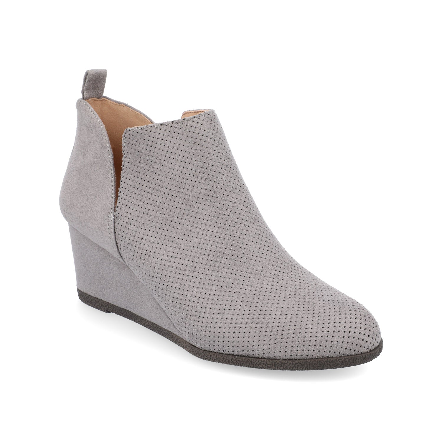 MYLEE WEDGE HEELED BOOTIES IN FAUX SUEDE - Grey