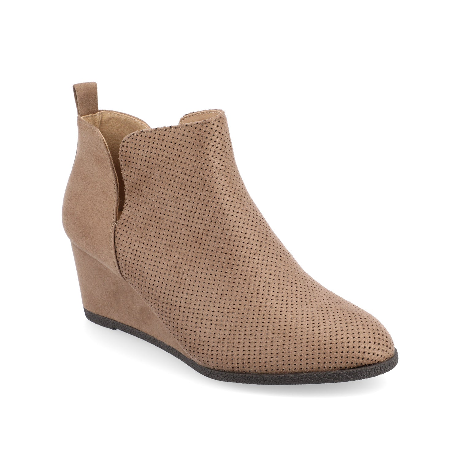 MYLEE WEDGE HEELED BOOTIES IN FAUX SUEDE - Taupe