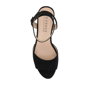 NAIRRI FAUX SUEDE STRAPPY HEELS IN WIDE - Black PU