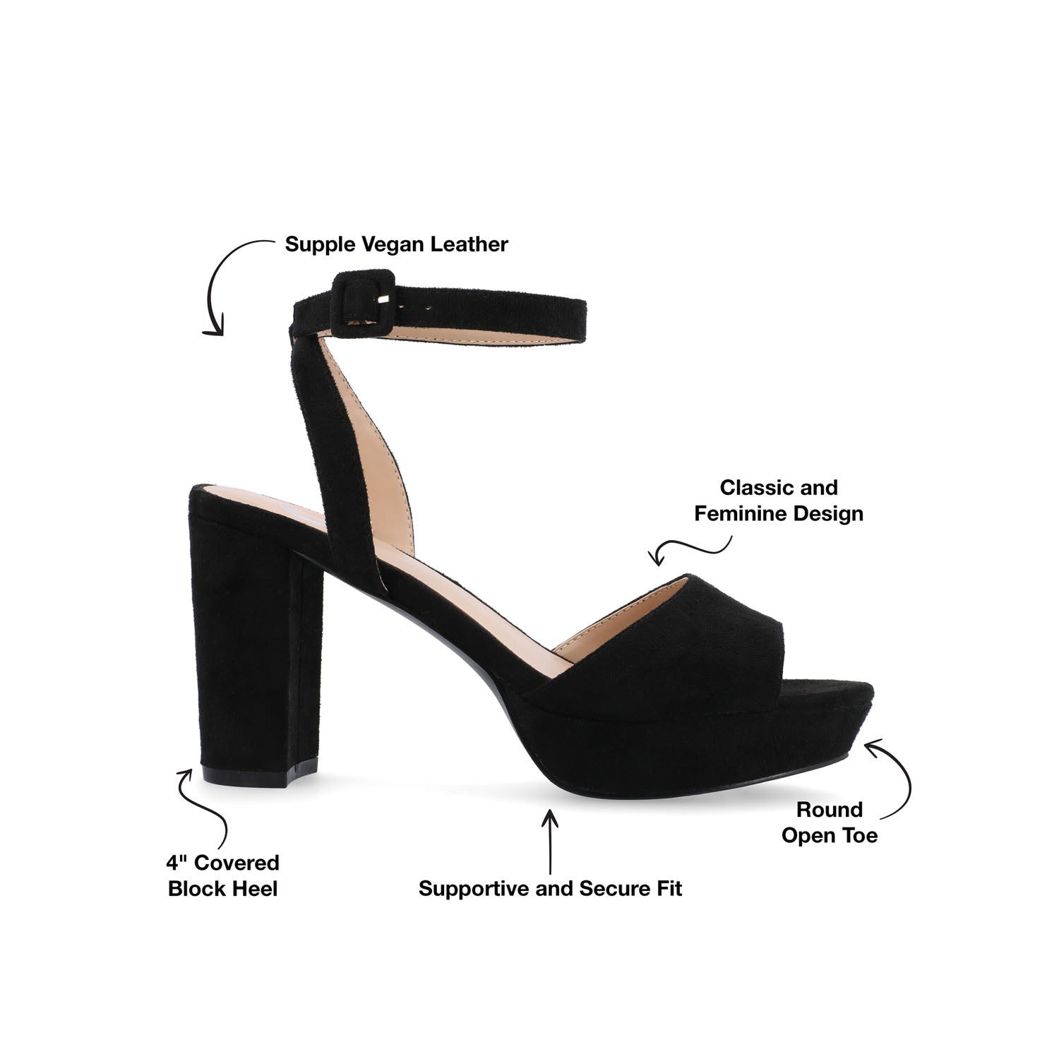 NAIRRI FAUX SUEDE STRAPPY HEELS IN WIDE - Black PU