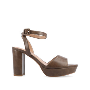 NAIRRI VEGAN LEATHER STRAPPY HEELS IN WIDE - Brown