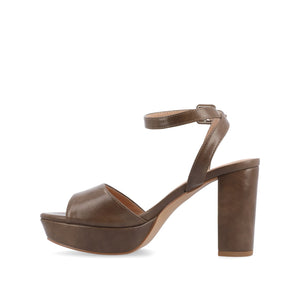 NAIRRI VEGAN LEATHER STRAPPY HEELS IN WIDE - Brown