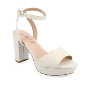 NAIRRI VEGAN LEATHER STRAPPY HEELS IN WIDE - Nude