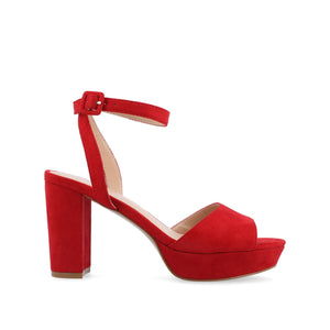 NAIRRI VEGAN LEATHER STRAPPY HEELS IN WIDE - Red