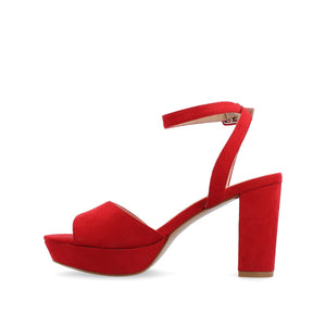 NAIRRI VEGAN LEATHER STRAPPY HEELS IN WIDE - Red