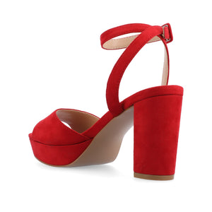 NAIRRI VEGAN LEATHER STRAPPY HEELS IN WIDE - Red