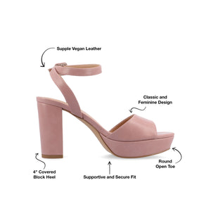 NAIRRI VEGAN LEATHER STRAPPY HEELS IN WIDE - Rose